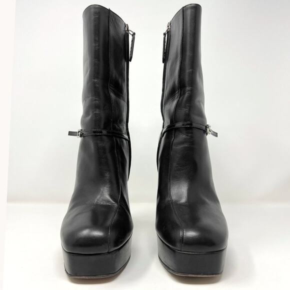 Gucci Tiarah Black Leather Platform Boots EU 41 US 10.5–11 Chunky Heel - Picture 4 of 10